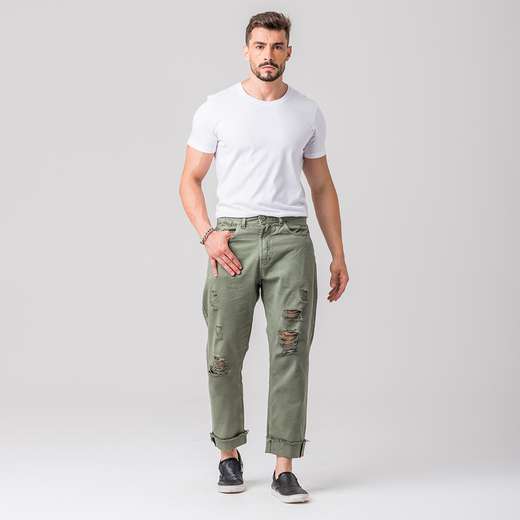 Calça Relaxed Cropped Masculina Sarja Zune
