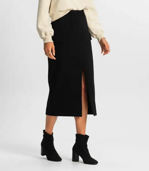 Saia Midi Cargo Feminino Rovitex Preto