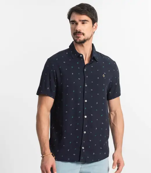 Camisa Masculina Viscose Diamentro Azul