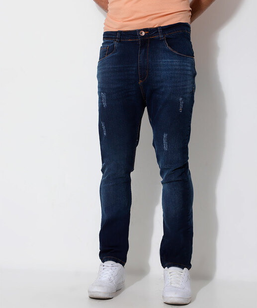 Calça Masculina Jeans Reta Bolsos 