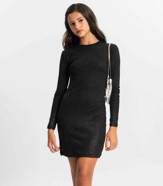 Image_Vestido Juvenil Em Ribana Canelada Minty Preto