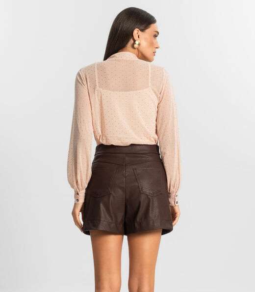 Shorts Feminino Courino Sintético Endless Marrom