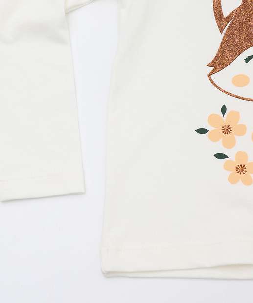 Blusa Infantil Raposa Marisa Tam 1 a 3 Off White