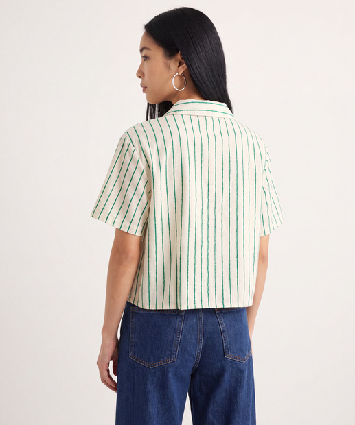 Camisa Cropped Feminina Listrada Manga Curta Marisa