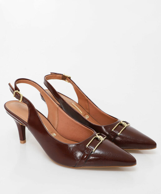 Scarpin Feminino Slingback Salto Fino Vizzano Marrom 