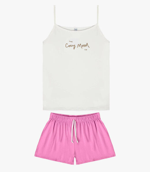 Pijama Feminino Blusa De Alça E Short Infinita Cor Rosa