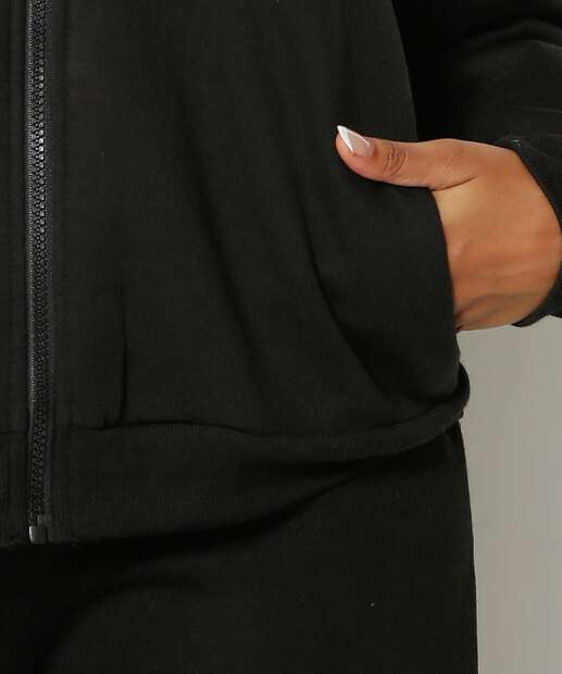 Blusão Feminino Moletom Bolso Capuz Marisa