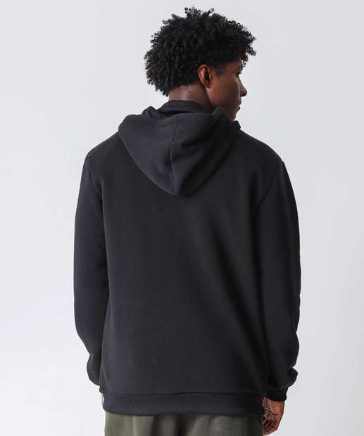 Casaco Masculino Moletom Fitness Capuz Marisa Preto