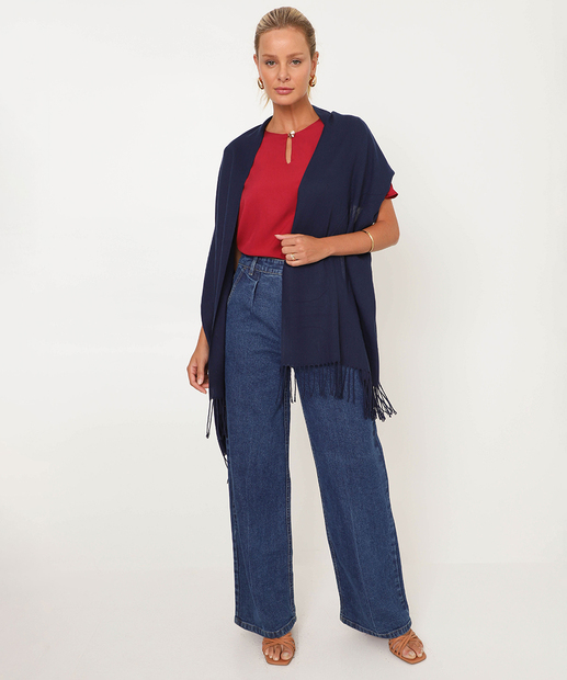 Cachecol Feminino Liso Marisa Azul