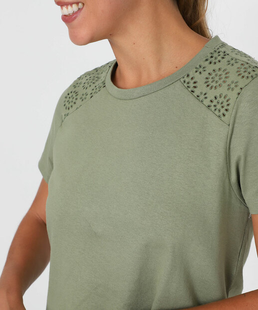 Blusa Feminina Recorte Manga Curta Marisa Verde