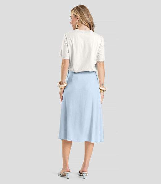 Saia Feminina Midi Envelope Dianna Azul