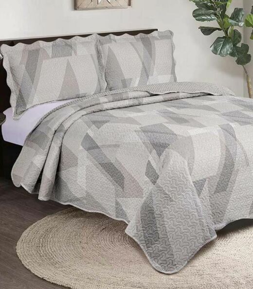 Jogo De Colcha Evolution Patchwork King Camesa Cinza