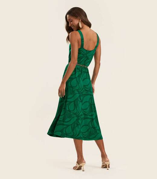 Vestido Midi em Viscotorcion Rovitex Verde