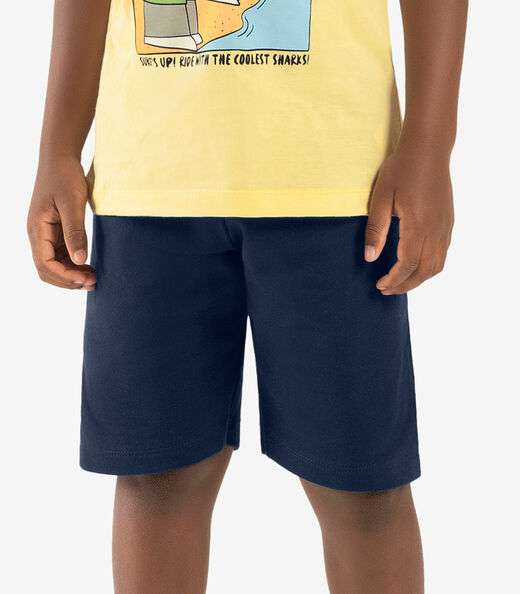 Conjunto Infantil Camiseta Com Bermuda Rovi kids Amarelo