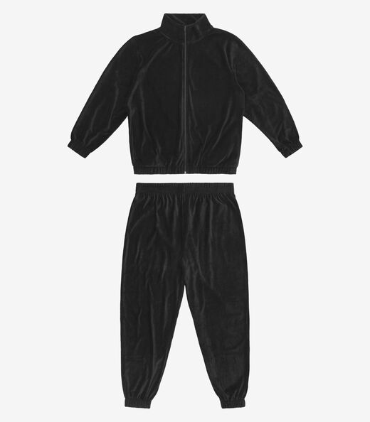 Conjunto Jaqueta Com Calça Em Plush Secret Glam Preto