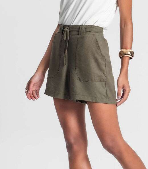 Shorts Feminino Em Linho Rovitex Verde