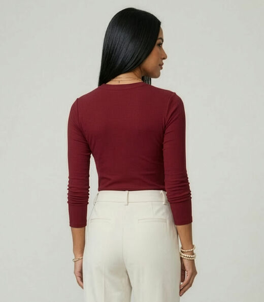 Blusa Feminina Manga Longa Visco Tricot Rovitex Vermelho
