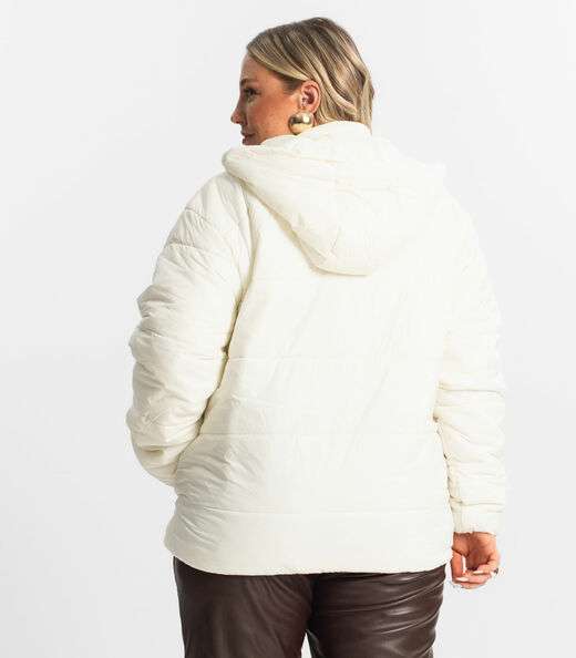 Jaqueta Com Capuz Feminina Plus Size Secret Glam Bege