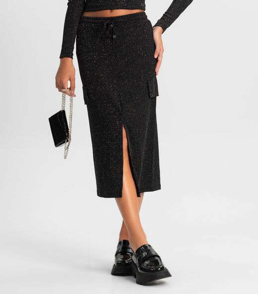 Saia Midi Juvenil Minty Preto