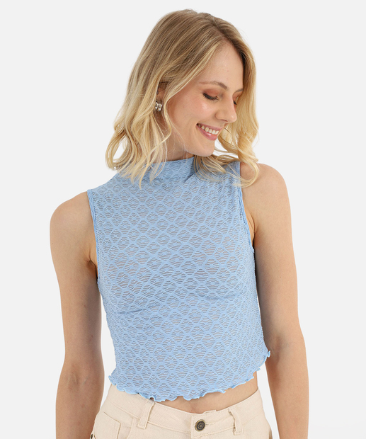 Image_Blusa Cropped Feminina Tule Trabalhado Marisa Azul