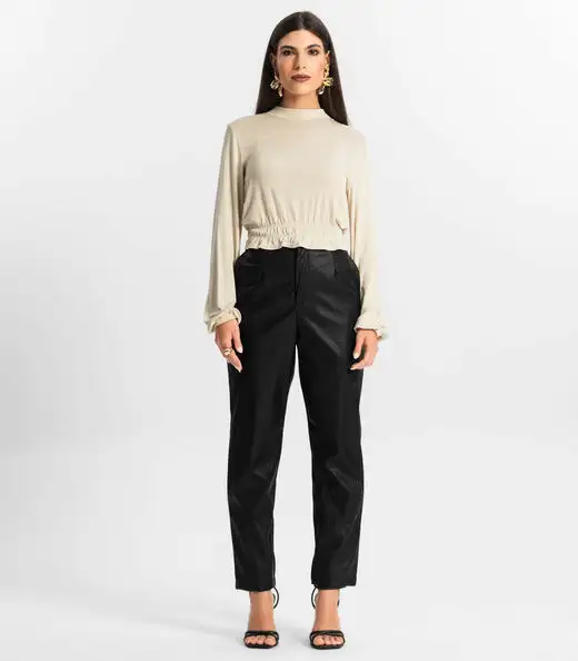 Blusa Feminina Tricot Manga Longa Endless Bege