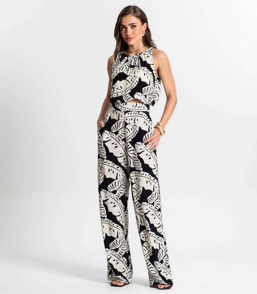 Image_Calça Feminina Pantalona Estampada Endless Preto