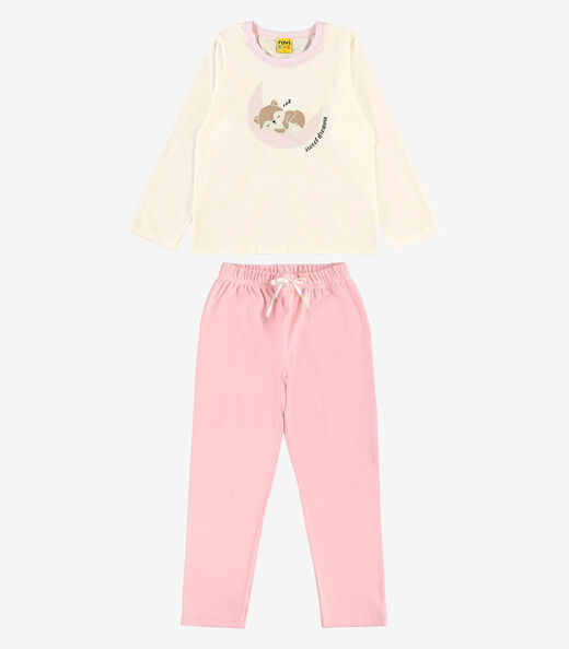 Pijama Meia Malha Ribana 2x1 Rovi Kids Bege