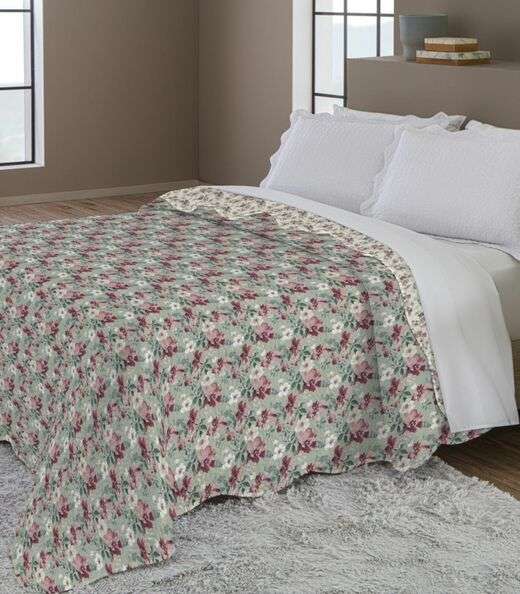 Colcha Dupla Face Casal 150 Fios Camesa Verde