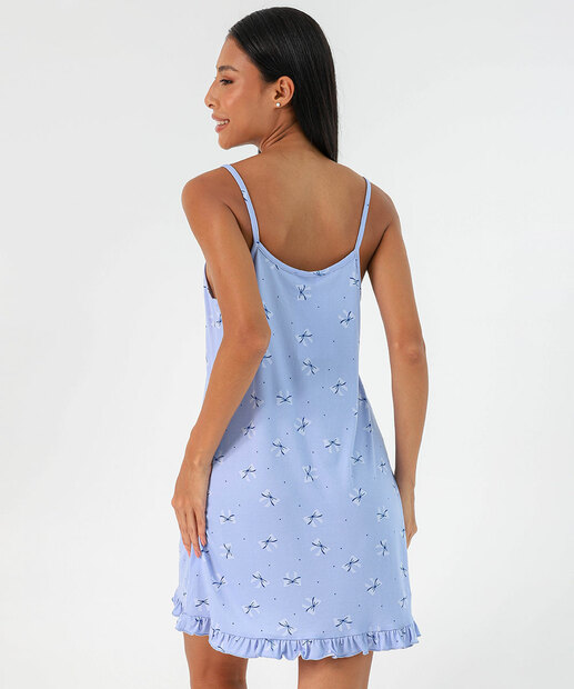 Camisola Estampa Laços Alças Finas Marisa Azul