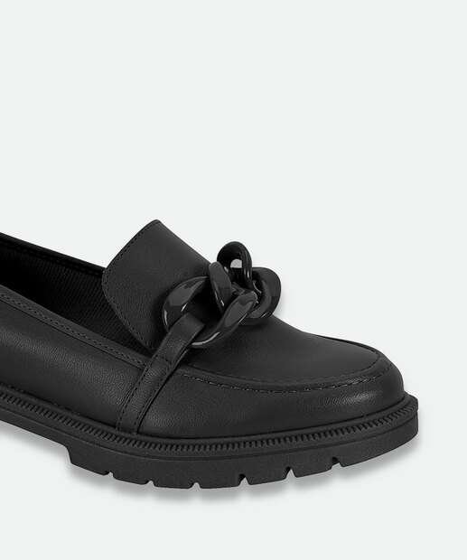 Mocassim Loafer Feminino Tratorado Corrente Beira Rio Preto