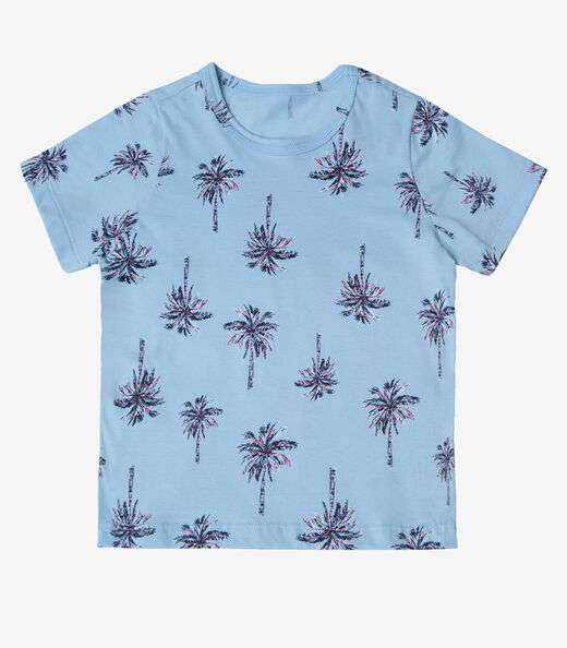Camiseta Infantil Masculina Coqueiros Infinita Cor Azul