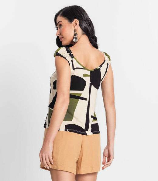 Blusa Feminina Estampada Infinita Cor Bege