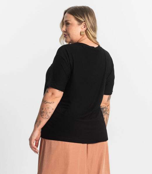 Blusa Viscose Plus Size Secret Glam Preto