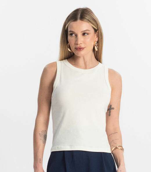 Regata Básica Feminina em Cotton Leve Rovitex Bege