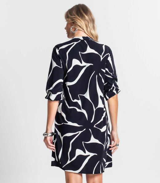 Vestido Chemise Estampado Feminino Endless Preto