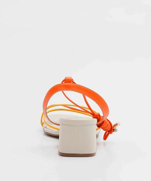 Sandália Salto Grosso Feminina Tiras Amarração Bebecê