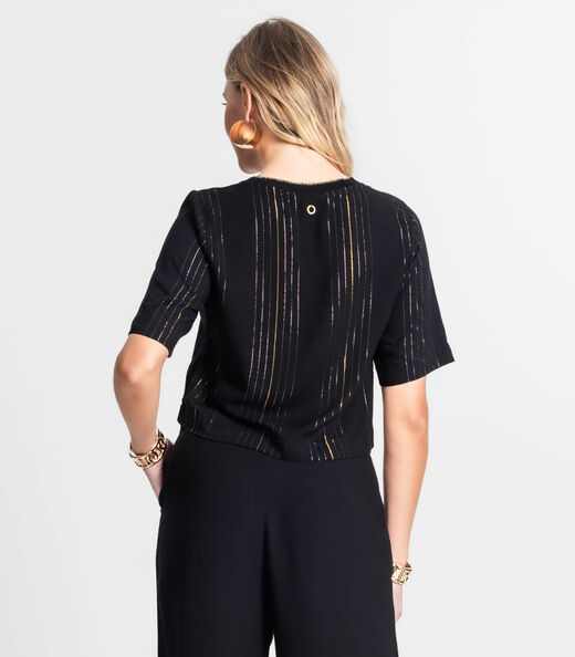 Blusa Manga Curta Feminina Endless Preto