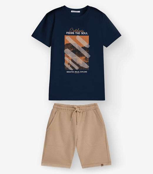 Conjunto Camiseta com Bermuda Menino Trick Nick Azul