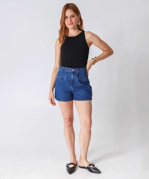 Image_Short Jeans Feminino Cintura Alta Marisa Azul