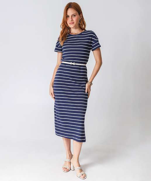 Image_Vestido Midi Feminino Listrado Marisa Azul