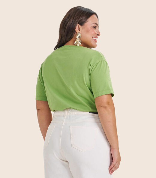 Blusa Manga Curta Plus Size Secret Glam Verde