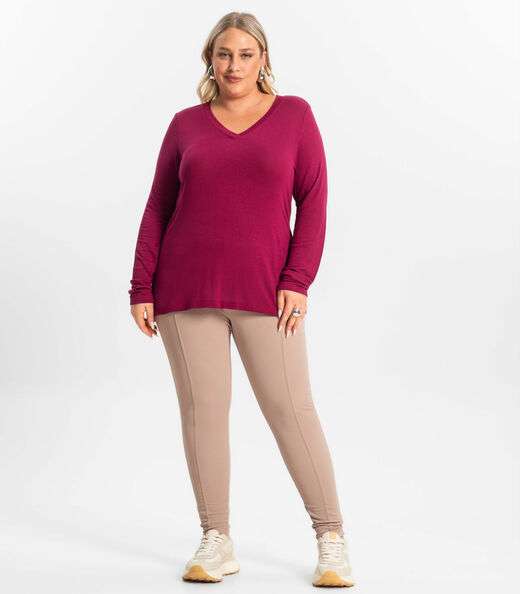 Blusa Manga Longa Visco Tricot Secret Glam Vermelho