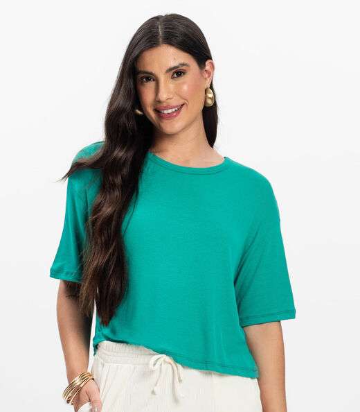 T- Shirt Feminina Canelada Infinita Cor Verde