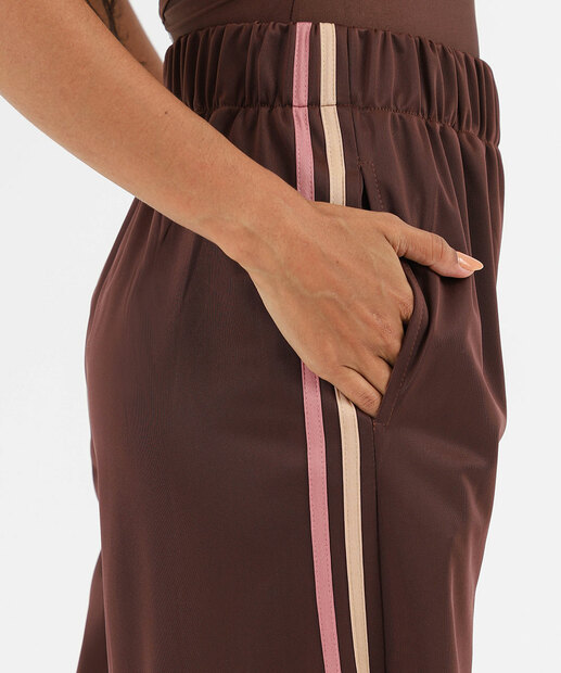 Calça Moletinho Fitness Feminina Listras Marisa Marrom