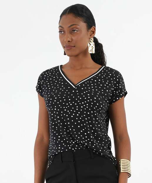 Image_Blusa Feminina Estampa Poá Manga Curta Marisa