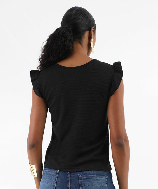 Blusa Regata Feminina Textura Babado Marisa 