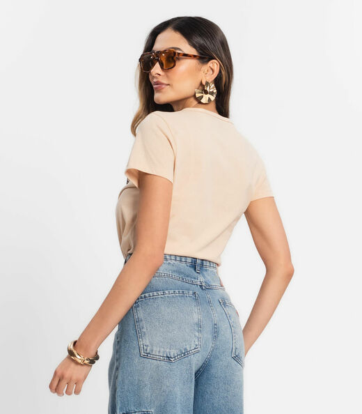 Blusa T-Shirt Feminina Estampada Select Bege