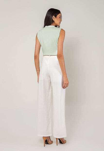 Regata Alfaiataria Com Amarração E Detalhe de Pompons Verde Salvatore