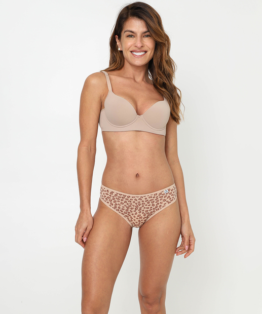 Kit 3 Calcinhas Tanga Animal Print DelRio Marrom