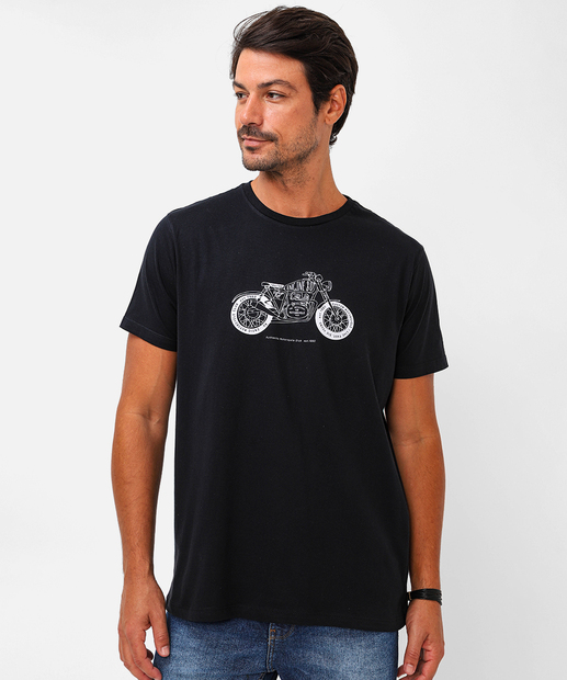 Image_Camiseta Masculina Estampa Motocicleta Marisa Preta
